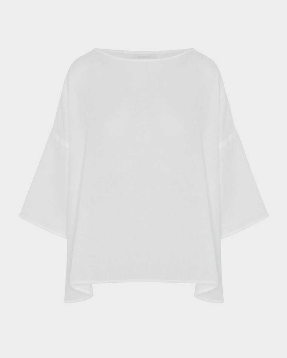 Sloped-Shoulder Wide A-Line Scoop-Neck Top (Mid Length)